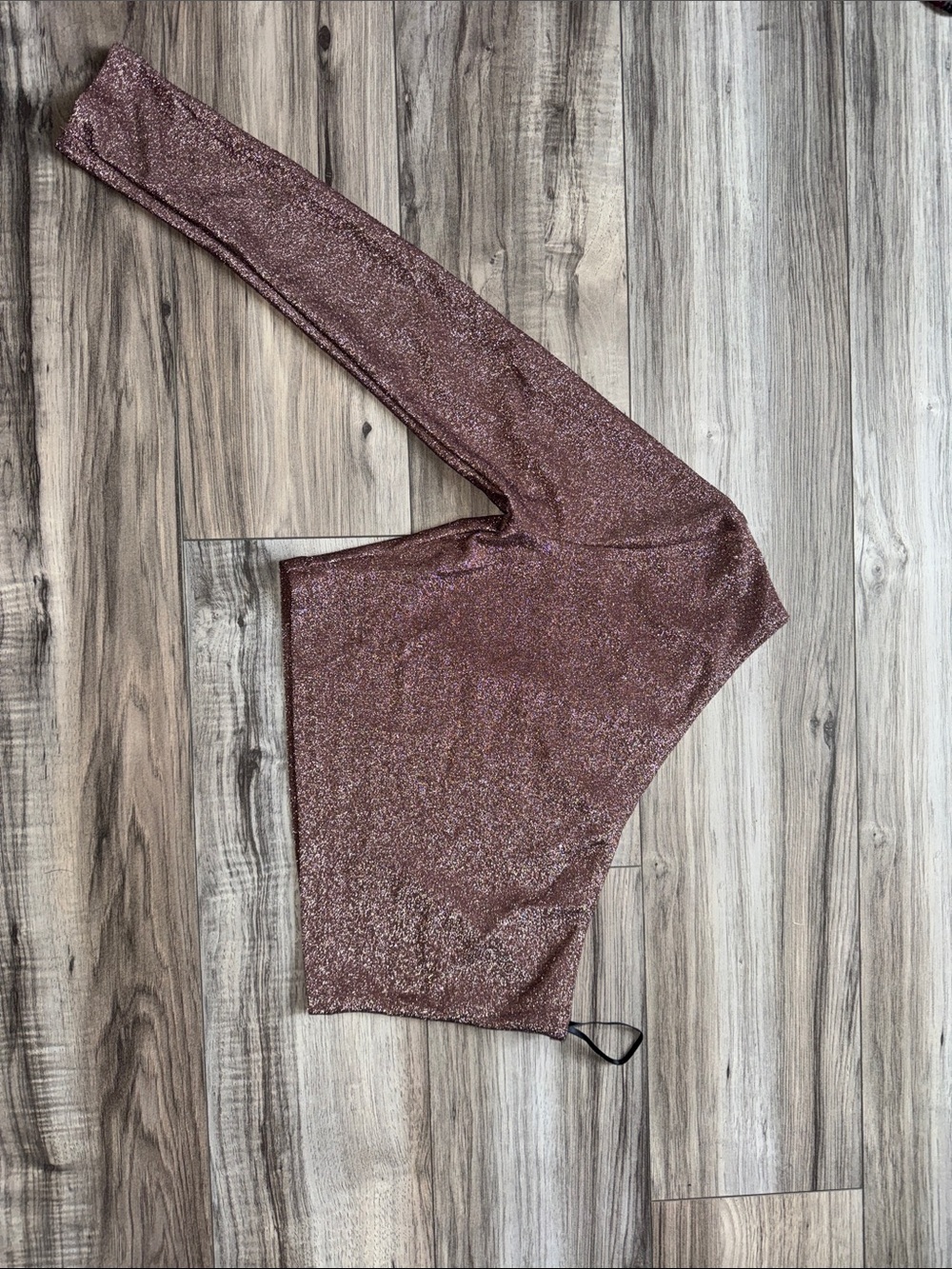 One-Shoulder Shimmery Rose Top